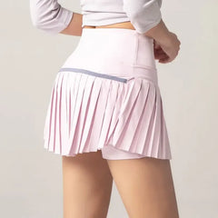 Summer Sports Skirt for Women High-Waisted Tummy-Control Pleated Yoga Tennis Skirt