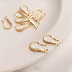 Earring Accessories 14K Gold Inlaid Zircon Ear Hook with Hanging Ring Handmade Original DIY Ear Accessory Ear Hook Material E113