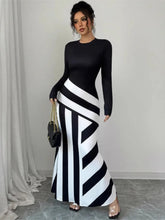 Vestidos largos sexis para mujer, nuevos vestidos de otoño, moda urbana, patchwork blanco y negro, vestido informal ajustado, vestidos de punto elegantes, ropa