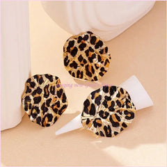57QA Elegant Leopard Print Earrings and Rings Set for Modern Women Daily Use