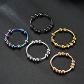Tainless Steel Beads Anxiety Rings For Women Stress Relief Fidget Rings Men Simple Style Fashion Jewelry Accessories