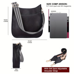 2PCS Adjustable Guitar Strap Vegan Leather Crossbody Bag For Women Hobo Handbags Purse Shoulder Bucket Bag