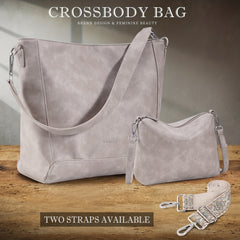 Bolsos tipo hobo para mujer, bandoleras pequeñas de piel vegana, bandoleras tipo cubo con correa ajustable para guitarra.