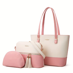 3-Piece Ultimate Tote Bag Set - Stylish Handbags and Crossbody Purse with Fashionable Design, Multiple Compartments, and Adjustable Strap - Perfect for Women's Daily Use
