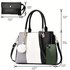 Women Handbags Large Tote Shoulder Bag Crossbody Bag for Women Color Stitching Top Handle Satchel Hobo 2pcs Purse Set
