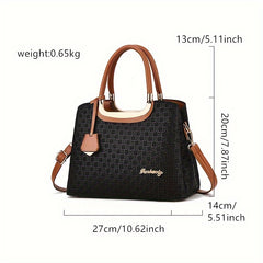 Vintage PU Leather Handbags For Women, Large Capacity Fashion Tote Shoulder Bag With Adjustable Strap For Ladies, Elegant Mom Purse With Crossbody Function