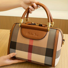 Chic Plaid Pvc Women'S Handbag - Spacious & Lightweight, Luxury Shoulder Bag With Zip Closure For Work And Casual Use Purses And Handbags Purses For Women
