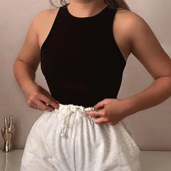 Camisetas de tirantes sexis para mujer, blancas, con cuello redondo, sin mangas, corsé, de verano, con hombros descubiertos, ropa de calle, body sexy, camiseta de tirantes para mujer