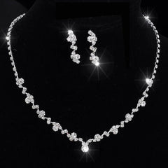 Conjunto de collar y pendientes de aleación con diamantes de imitación para mujer, aretes colgantes para boda, accesorios de joyería H9