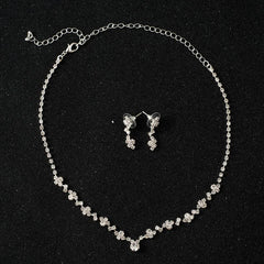Conjunto de collar y pendientes de aleación con diamantes de imitación para mujer, aretes colgantes para boda, accesorios de joyería H9