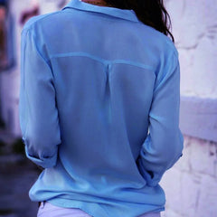 Blusas elegantes de gasa con cuello en V y manga larga para mujer, blusas de trabajo de talla grande para primavera y verano de 2023
