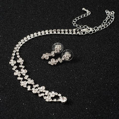 Conjunto de collar y pendientes de aleación con diamantes de imitación para mujer, aretes colgantes para boda, accesorios de joyería H9