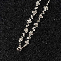 Conjunto de collar y pendientes de aleación con diamantes de imitación para mujer, aretes colgantes para boda, accesorios de joyería H9