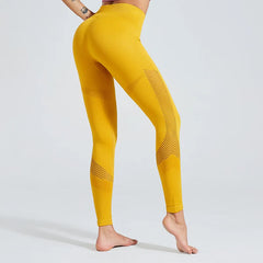 Women Fitness Leggings High Waist Seamless Yoga Pants Leg Hollow Out Design Lady Workout Running Leggings Hip Lift Slim Tights