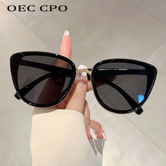 Vintage Cat Eye Sunglasses Women Fashion Coating Mirror Shades Sun Glasses Female Trendy Gradient Style UV400 Outdoor Eyewear
