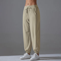 High Waist Women's Pants Ice Silk Woman Clothing Thin Youthful Woman Clothes Casual Clothes Slim Loose Pants