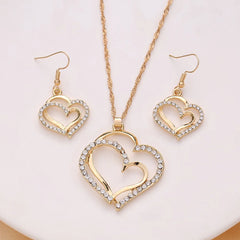 Conjunto de collar, pendientes y pulsera con diseño de amor para mujer, ideal para bodas, fiestas y festivales.