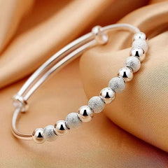 Pulseras de cuentas de lujo de color plata 925 con dijes, brazaletes bonitos para mujer, joyería de moda para fiestas y bodas, ajustables. 
