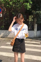 Half length skirt for women in spring and summer, slim and versatile, with a casual temperament. A-line black popular short skir