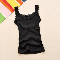Camiseta negra de verano sin mangas para mujer, camiseta sin mangas con parte superior de encaje, ropa interior roja con encaje, camisola holgada, ropa interior para mujer, chaleco