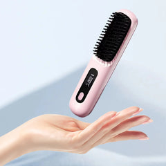 Cordless Hair Straightener Negative Ions Hair Straightener Digital Display Mini Hot Hair Comb 3 Adjustable Temp for Home Travel
