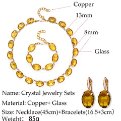 Conjuntos de joyería de cristal para mujer, con engaste de garra, collar, pulsera y pendientes de diamantes, accesorios para bodas y fiestas, 2023