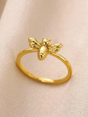 Fashion Bee Rings For Women Design Gold Color  Stainless Steel Bee Ring Wedding Engagement Christmas Jewelry Gift