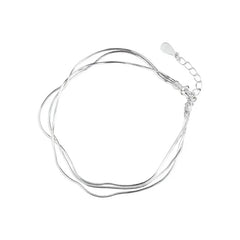 Pulseras de capas sencillas para mujer, joyería de plata 925 de moda coreana, pulsera de plata de ley 925 de moda para mujer. 