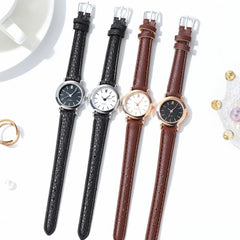 Relojes de moda para mujer con esfera pequeña, reloj de cuarzo con correa de cuero informal 