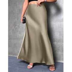 Stained satin skirt 2025 summer new simple imitation silk long skirt women's clothing club clothing Vestidos
