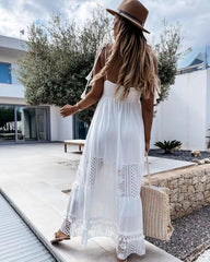 Dress, Casual Lace Splicing Sleeveless Long Dress 2025 Spring And Summer New Fashion High Street Women's Clothing