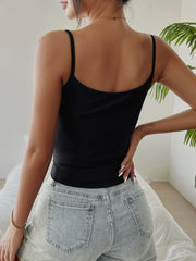 Camiseta sin mangas sexy con cuello cuadrado para mujer, camisola Y2K con botones y tirantes finos, para fiesta en la playa, verano, 2025