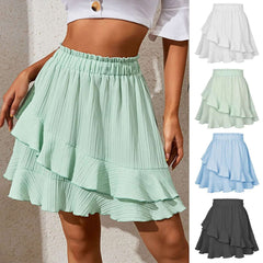 Women'S Skirt Fashion Women'S Ruffle Skirt High Waist Irregular Solid Color Short Skirt Women'S Fashionable Solid Color Skirt