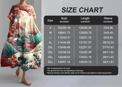 Color Matching 3D Printed Women's Crew Neck Dress, Harajuku Street Fashion Women's Ankle-length Dress, Party Dinner Dress