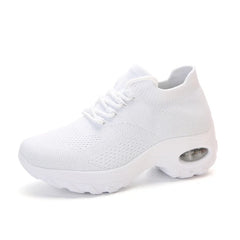 Women Tennis Shoes Breathable Mesh Height-increasing Slip-on Female Sock Footwear Outdoor Women Sneakers Thick Bottom Platforms