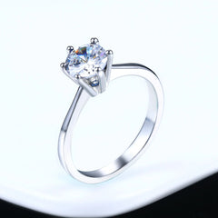 Adjustable Solitaire Rings for Women Bridal Classic Silver Color AAA+Cubic Zirconia Wedding Engagement Marriage Ring Jewelry