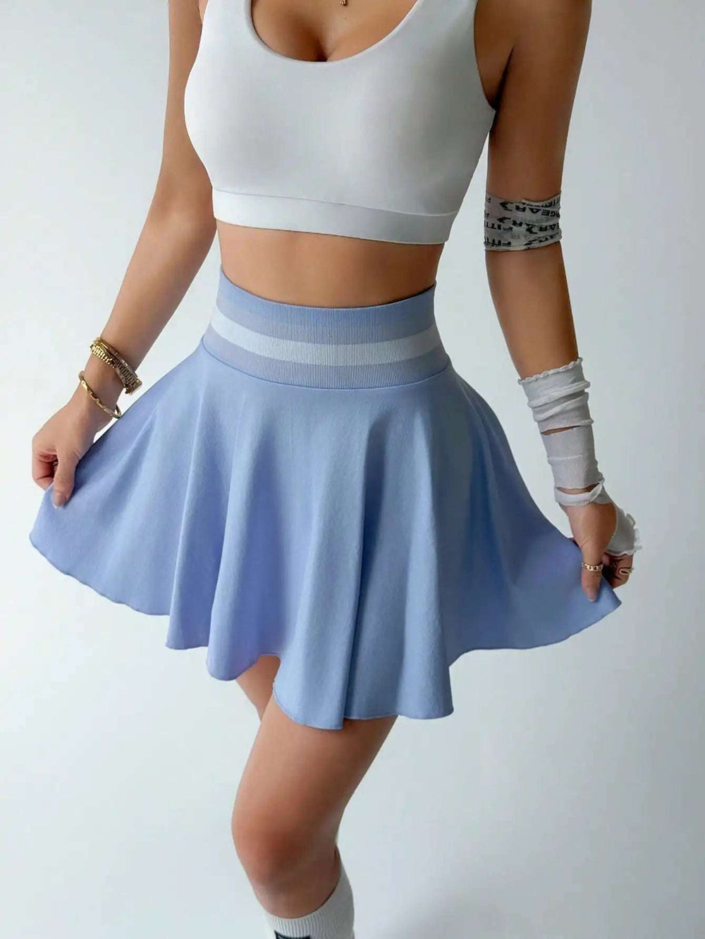 Sports Short Skirt Women Summer Anti-Walk Yoga PantsRrunning Fitness Clothes Quick Dry Breathable High Waist Pleated Skirt