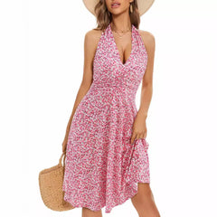 Vestido bohemio de verano para mujer, moda sin mangas, estampado, para fiesta en la playa, elegante, informal, para vacaciones, 2025 
