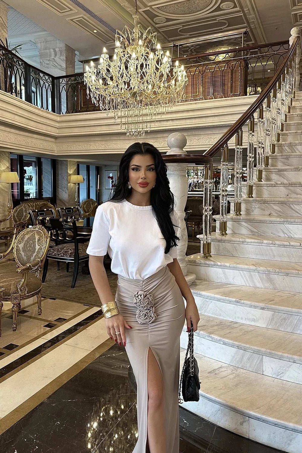 Temperament New Fashion Skirt Women Summer Streetwear Solid Skirts Appliques Sexy Split Slim Elegant Party Skirts Female