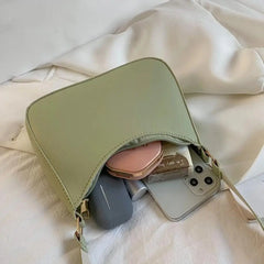 Women's Fashion Handbags Retro Solid Color PU Leather Shoulder Underarm Bag Casual Hobos Handbags