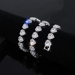 ZAKOL 45CM New Hip Hop Tennis Chain Bracelet Necklace Shiny Heart Rhinestone CZ Fashion Rock Party Jewelry Set
