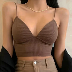 Tops de mujer, top corto sexy liso, camisetas sin mangas para mujer, camisola ajustada con sujetador, ropa interior básica, sujetadores acolchados, sujetadores deportivos para mujer