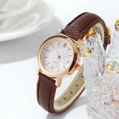 Relojes de moda para mujer con esfera pequeña, reloj de cuarzo con correa de cuero informal 