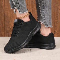 Zapatillas de running transpirables para mujer, cómodas, versátiles, ligeras, antideslizantes, para ejercicio al aire libre, con cordones, tenis para mujer 