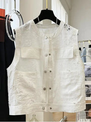 Tops para mujer 2025 verano elegante camiseta sin mangas camiseta sin mangas casual de moda para mujer camisetas sin mangas blancas