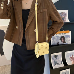 Fashion Mini Women Shoulder Handbags Cheese Shaped Crossbody Handbags Small Square Slice Pendant Satchels for Girl Purse