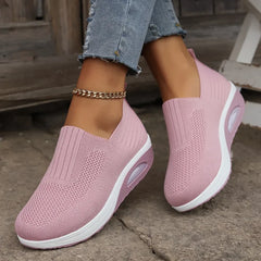 Zapatos ortopédicos antideslizantes con amortiguación de aire para mujer, zapatillas de plataforma con cuña transpirable, 2024 