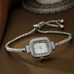 Relojes de moda con diamantes de imitación cuadrados para mujer, pulsera de cuarzo, reloj para mujer 