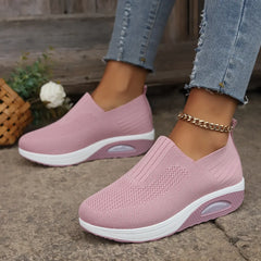 Zapatos ortopédicos antideslizantes con amortiguación de aire para mujer, zapatillas de plataforma con cuña transpirables, 2025 