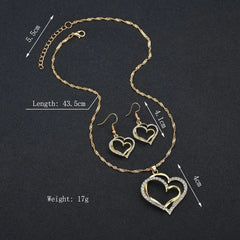 Conjunto de collar, pendientes y pulsera con diseño de amor para mujer, ideal para bodas, fiestas y festivales.